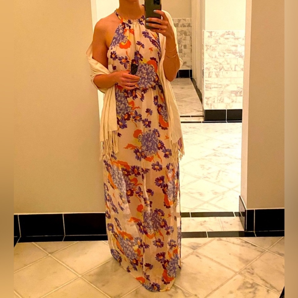 Michael Stars size medium watercolor dress summer cocktail wedding Maxi